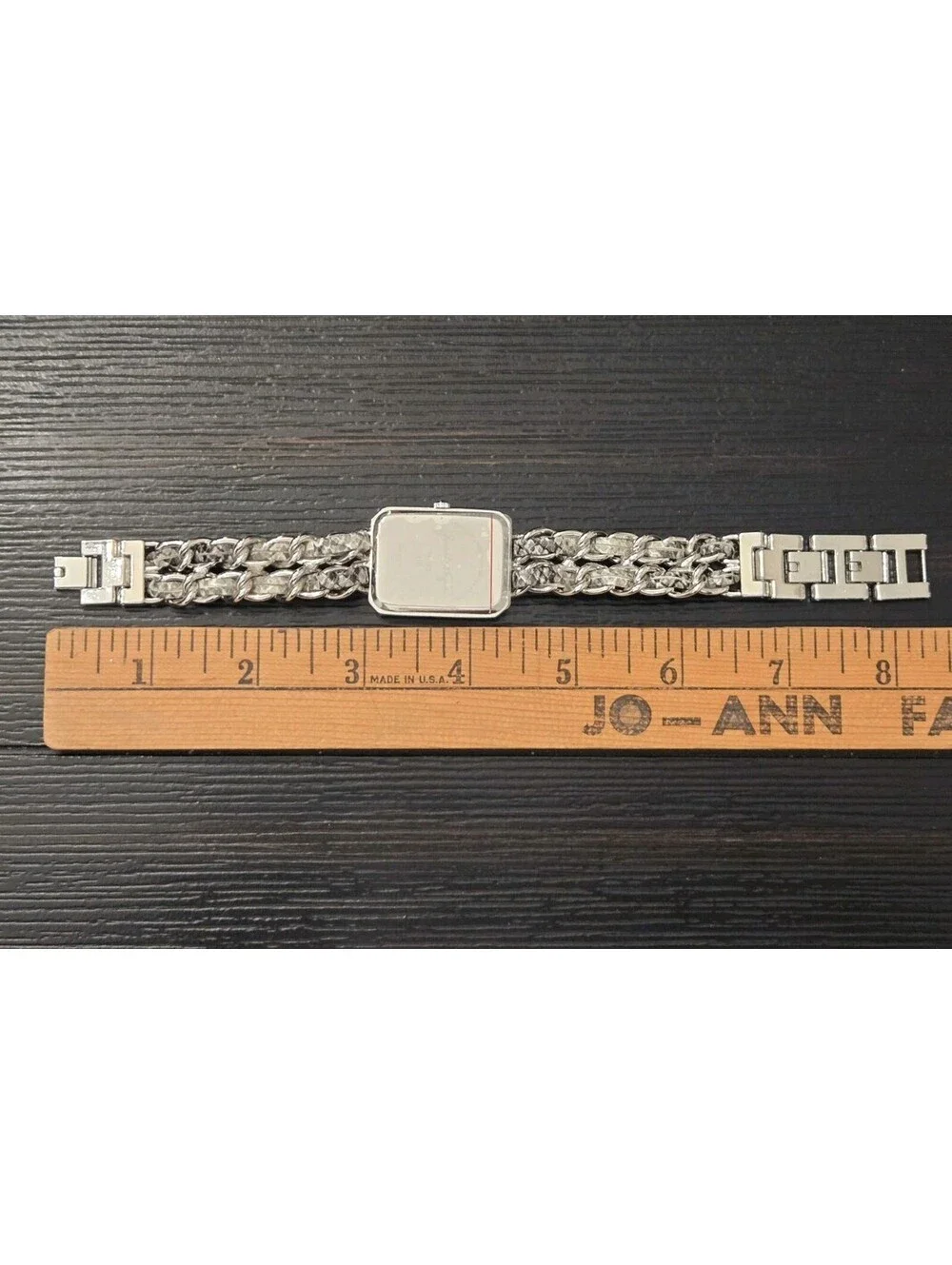 Kendall Kylie Silver Tone Rectangular Rhinestone Watch Womens Chain New In Box